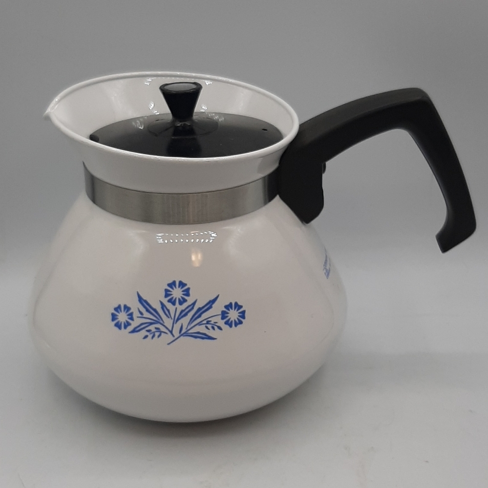Vintage Corning Ware Cornflower Blue 6 Cup Coffee Tea Pot Kettle P-104 Lid